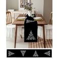 thumbnail image 3 of Christmas Tree Black Table Runner 72 Inches, Snowflakes Shining Xmas Tree Bed Runner Dresser Scarves Tabletop for Indoor Outdoor Parties/Ceremony/Banquet, 14" x 72", 3 of 8