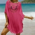 thumbnail image 2 of FhsagQ Plus Size Cover Up for Women 3X Womens Solid Color Patchwork Beach Dress Small Tassel Short Beach Cover Up Womens Cover Up Robe Cover Up for Women Plus Size Red One Size, 2 of 7