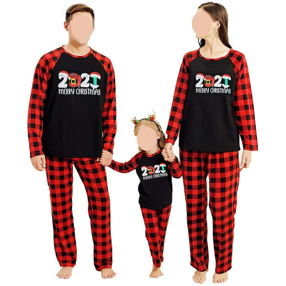 GRNSHTS Family Matching Christmas Pajamas Women Cotton Jammies Men Clothes Sleepwear Long Sleeve Pjs(Black2021-kids2/3T)