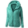 thumbnail image 2 of BiZtdJrK Sherpa Fleece Hoodie Jacket Women Full Zip Long Sleeve Hooded Sweatshirt Jackets Slim Fit Fall Winter Outerwear with Pockets Light Blue XXL, 2 of 3