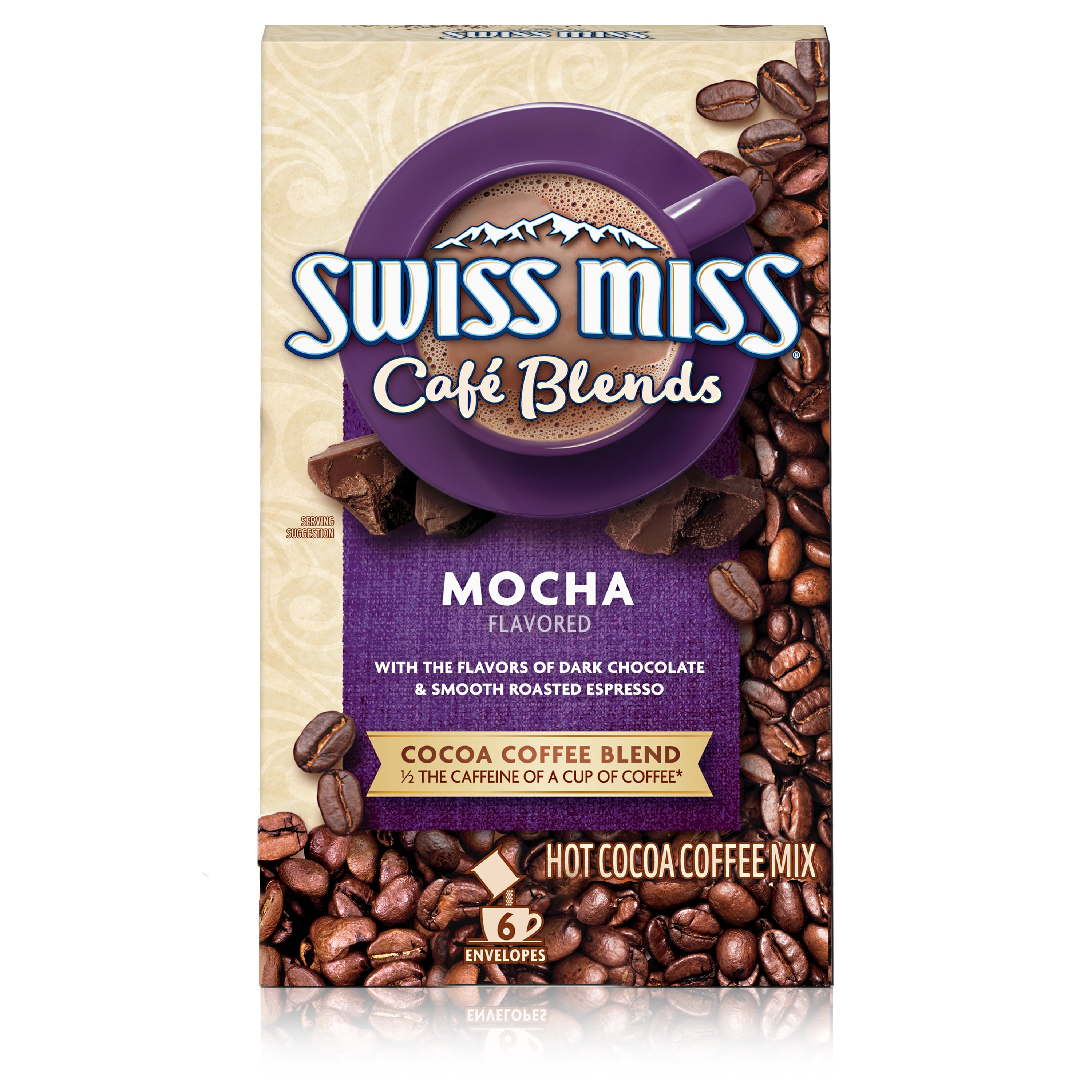 Swiss Miss Cafe Blends Mocha Hot Cocoa Mix, Hot Chocolate Packets, 6 Count