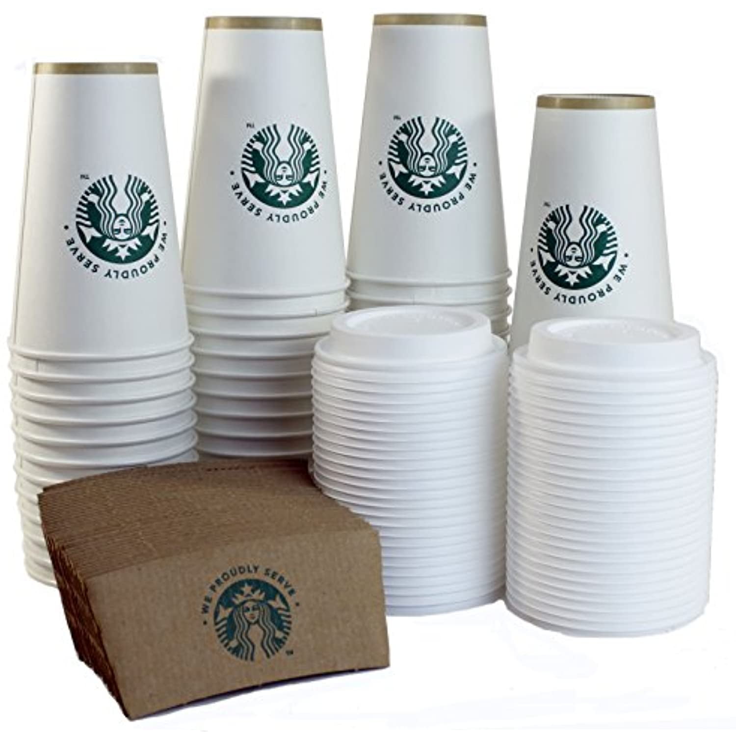 50 Set 16 oz starbucks Disposable Hot Tea Paper Coffee Cups  810168025384 