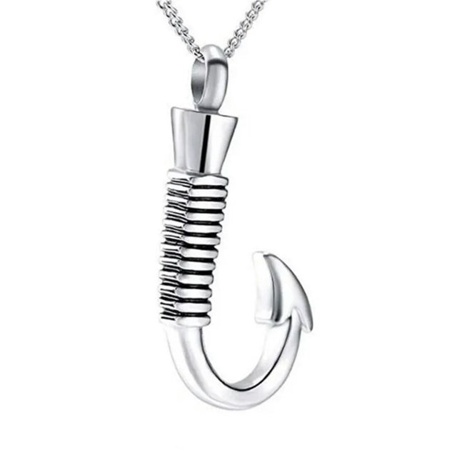 HOOUN Fishhook Urn Necklace for Ashes - Cremation Jewelry Memorial P-ca@
