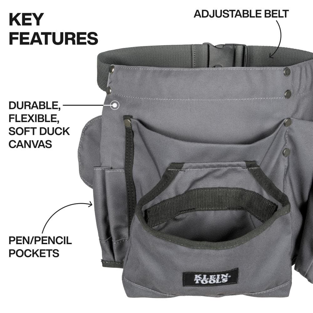 Klein Tools 8-Pocket Tool Apron, Gray