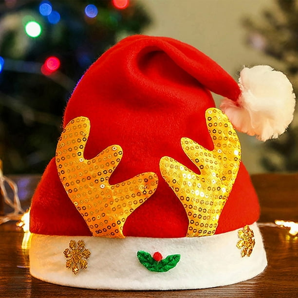 Fiudx Gorro de Papá Noel, Diseño de Terciopelo Suave, Estilo Navideño Clásico, Cálido y Cómodo, Decoración para Fiestas, Regalo Familiar, Talla Unisex, 35 X 25 Cm.