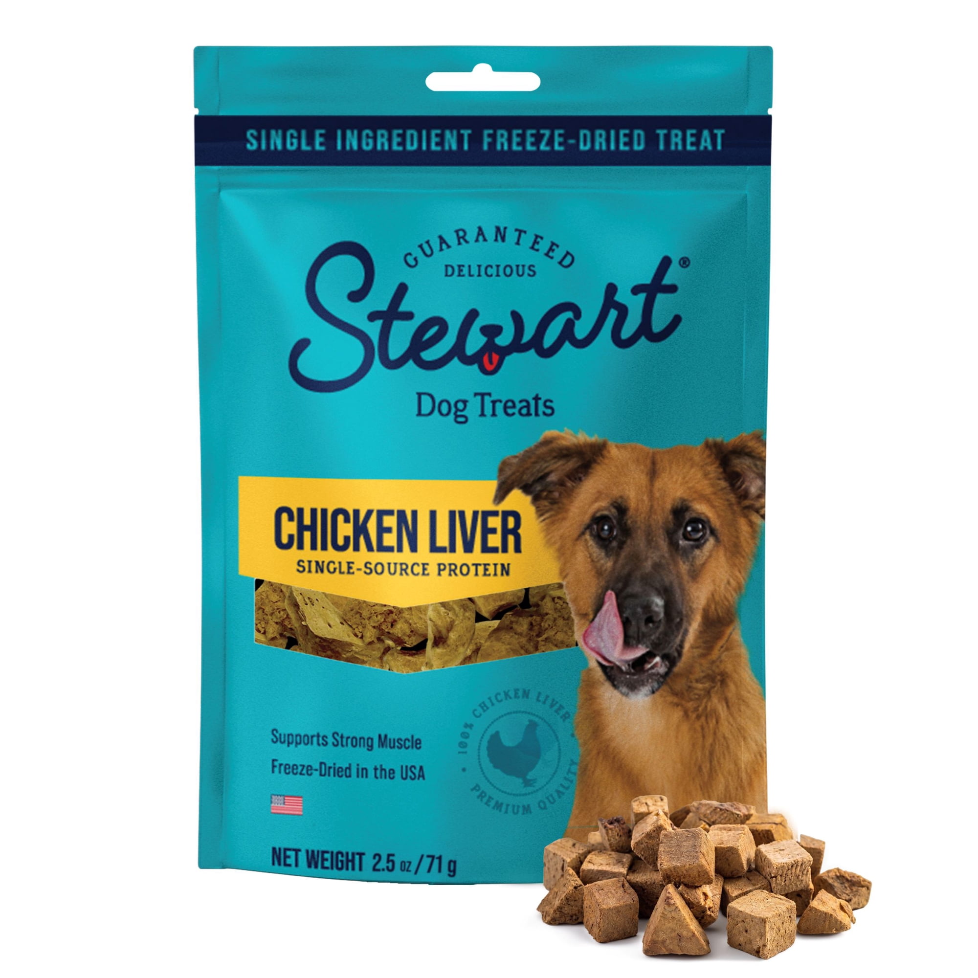Stewart Freeze Dried Raw Chicken Liver Training Treats or Meal Topper for Dogs, 2.5 oz Pouch