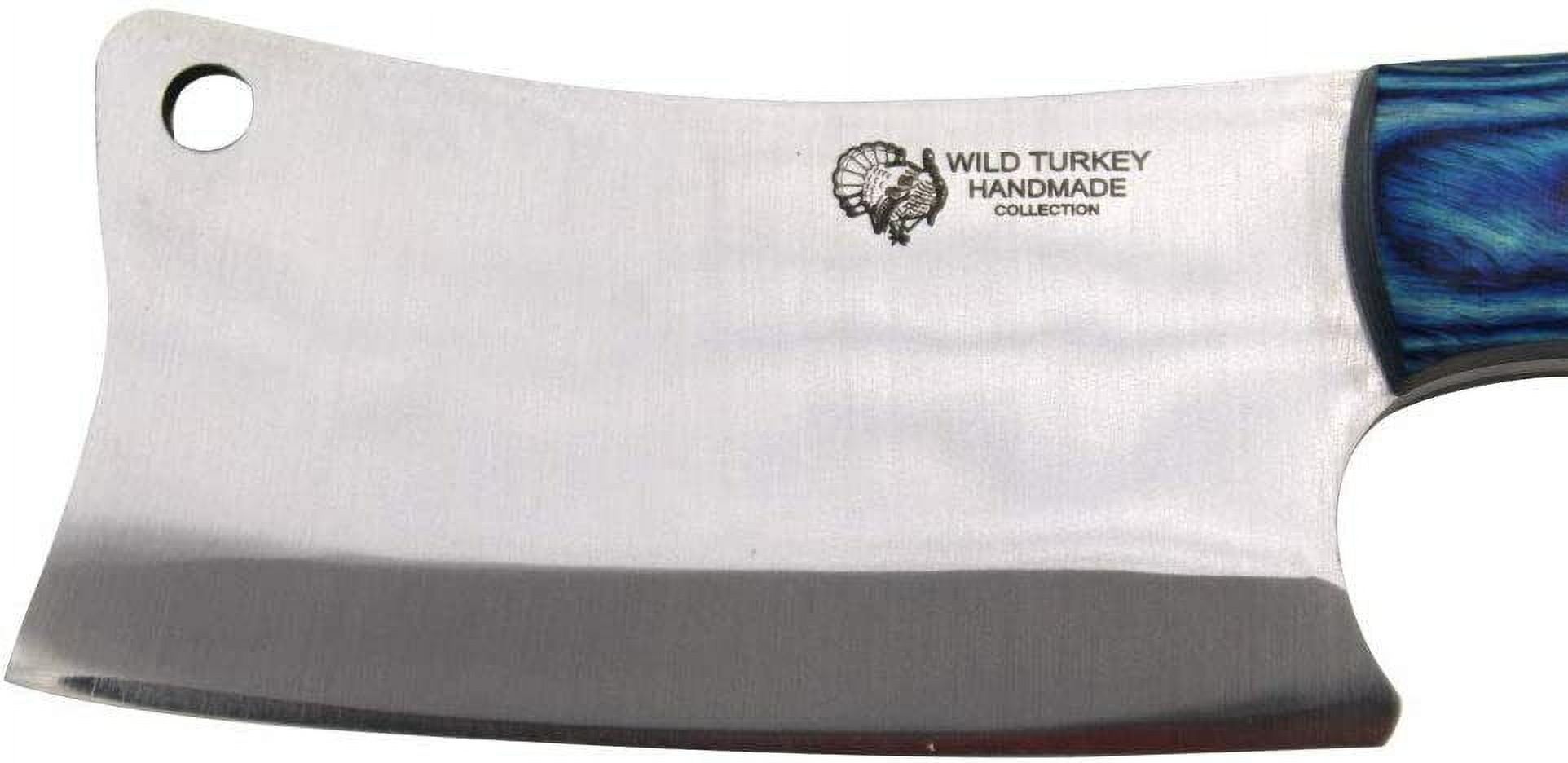 Wild Turkey Handmade Collection 7" Fixed Blade Chef Cleaver Hatchet w. Sheath