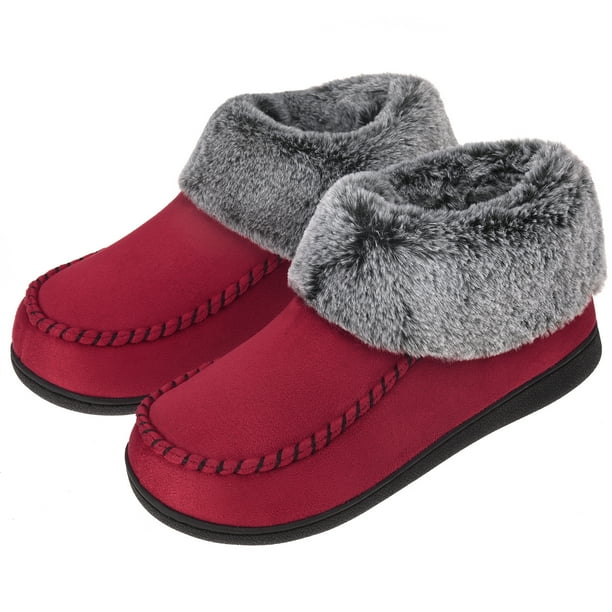 Vonmay VONMAY Women's Suede Bootie Slippers Furry Plush Boots House
