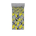 thumbnail image 2 of Ambesonne Floral Fitted Sheet & Pillow Sham Set, Contrast Tones Florets, Full, Yellow and Grey, 2 of 3