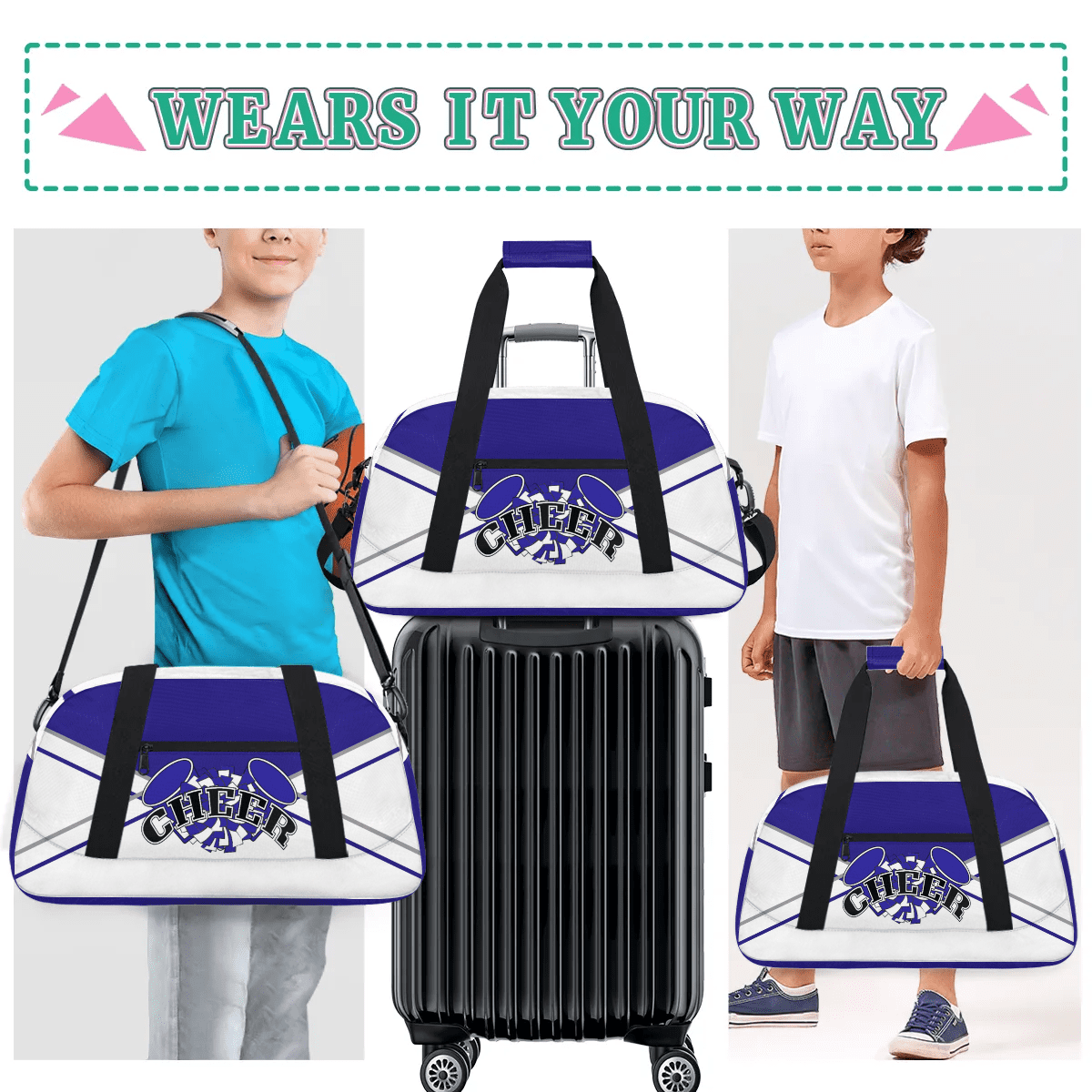 Qzjjjmy Cheer Duffle Bag for Girls Overnight Weekender Bags