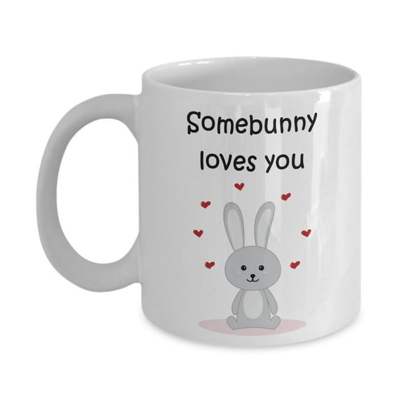 Somebunny Loves You Mug - Funny Tea Hot Cocoa Coffee Cup - Novelty Birthday Christmas Anniversary Gag Gifts, Ceramic Mug 11Oz