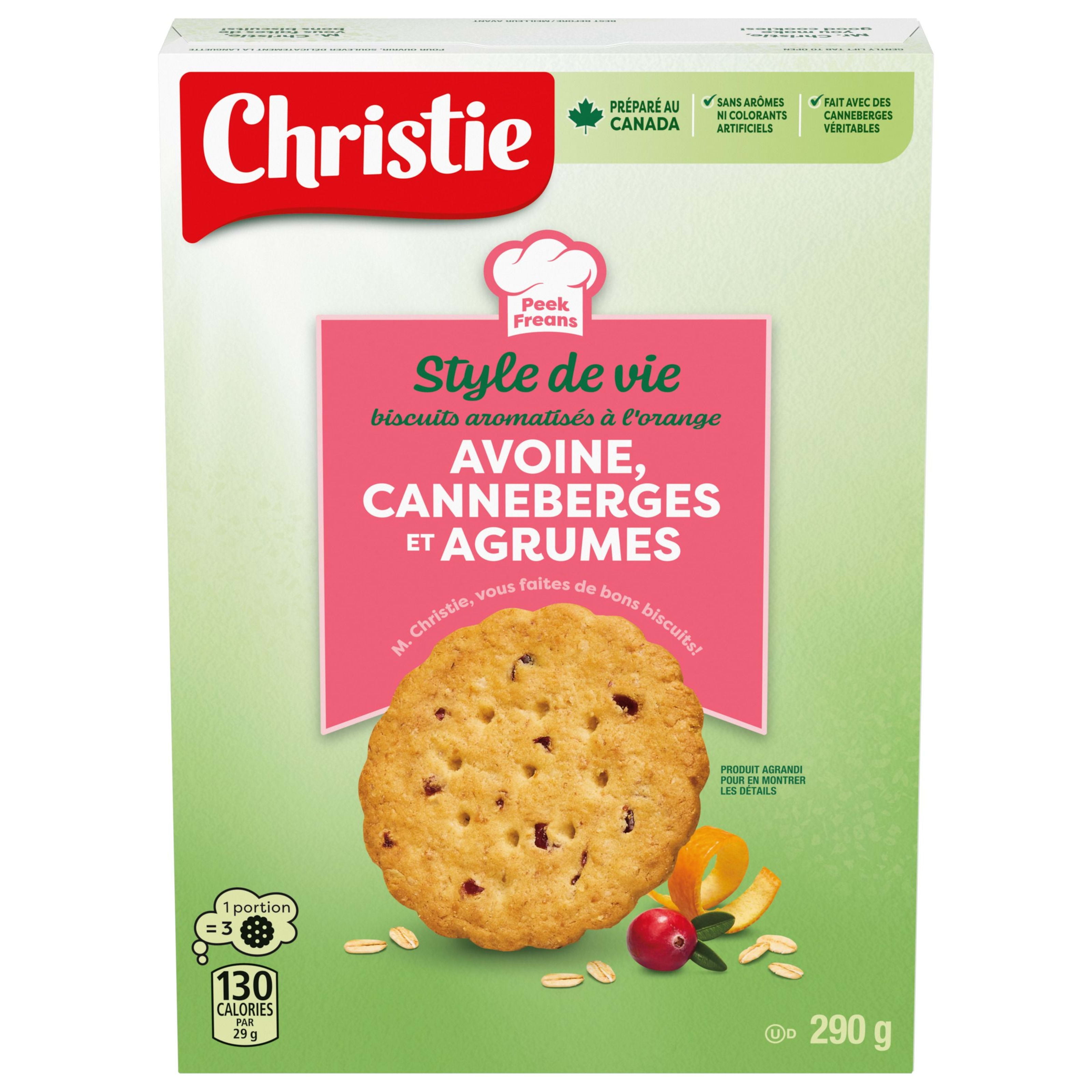 Biscuits Style de vie avoine, canneberges et agrumes de Peek Freans 290 g