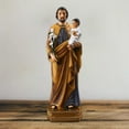 thumbnail image 1 of Forever Figurine Saint Joseph et Enfant Jésus sur Base 8 Pouces H Résine Colorée Religieuse, 1 of 8