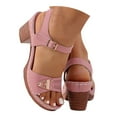 thumbnail image 3 of Fukaraa Open Toe Heeled Sandals Women Square Heel Buckle Strap Beach Summer, 3 of 9