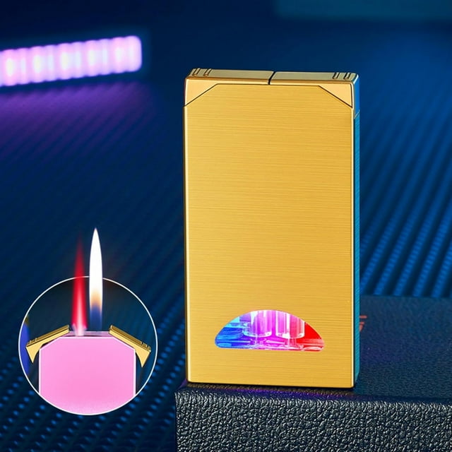 Yazoeia 1PC Double Sides Cool Lighter, Multifunctional Outdoor Douable Blue Flame Refillable Lighters Small Portable Windproof Torch Lighters Alloy Household High Temperature Lighter CJC912-135648