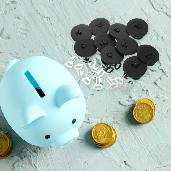 UPKOCH 10pcs Piggy Bank Closure Plug With Key Round Stopper Covers Piggy Bank Insert Plug For Money Saving Box Piggy Bank Stopper