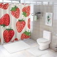 thumbnail image 7 of Awypu Bathroom Shower Curtain Set with Hooks Waterproof Multiple Sizes Strawberry Illustration Japanese Tile Flat Illustration White, 7 of 7