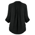 thumbnail image 2 of Fangasis Ladies Shirts Long Sleeve Blouse Button Up Tops Women Loose Tunic Shirt Elegant Office Black 4XL, 2 of 3