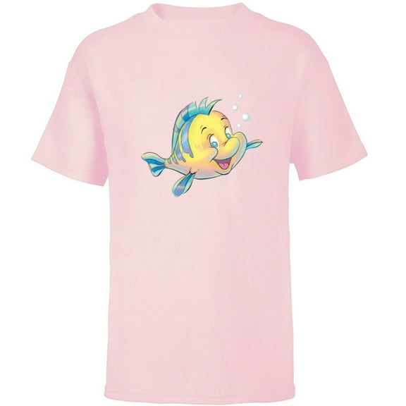 Disney The Little Mermaid Flounder Bubbles T-Shirt - Short Sleeve T-Shirt for Kids - Customized-Soft Pink