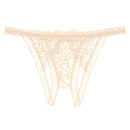 BYHONG Women s Underpants Open Crotch Panties Low Waist Lace Briefs Thongs for Women Sexy White One Size