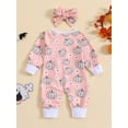 thumbnail image 3 of Michellecmm Baby Girls 2 Piece Outfits Halloween Pumpkin/Ghost Print Long Sleeves Romper and Cute Headband for Toddler Infant Fall, 3 of 9