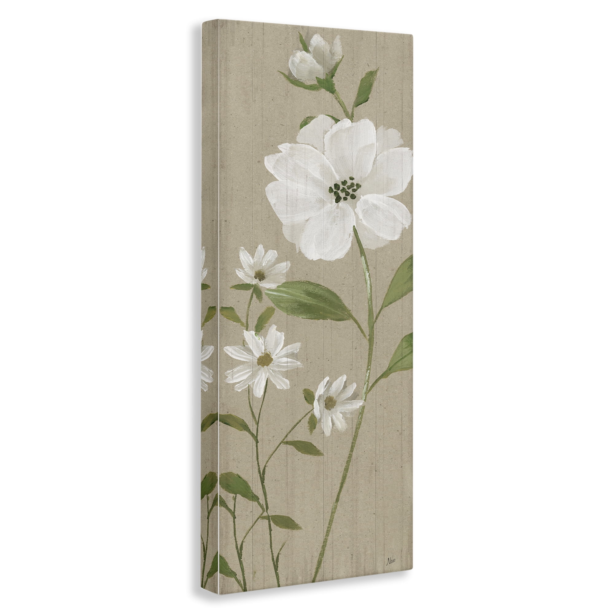 Stupell Industries Poppies on Neutral Beige Plants & Flowers Painting Wrapped Canvas Art Print Wall Art, 13 x 30