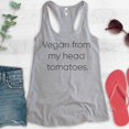 thumbnail image 2 of Vegan From My Head Tomatoes Tank Top, Ladies Racerback Tank Top, Vegan Tank, Veganism Tank, Heather Gray, X-Large, 2 of 3