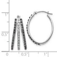thumbnail image 4 of 14k WG Black & W Diamond Triple Oval Hinged Hoop Ear, 4 of 4