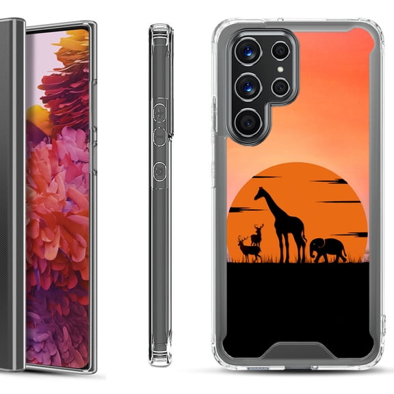 Shockproof Bumper Phone Case for Samsung Galaxy S22 Ultra 5G, by OneToughShield ® - Sunset Safari