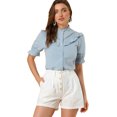thumbnail image 1 of INSPIRE CHIC Blouse à Col Montant Boutonnée avec Col à Volants pour Femme, 1 of 6