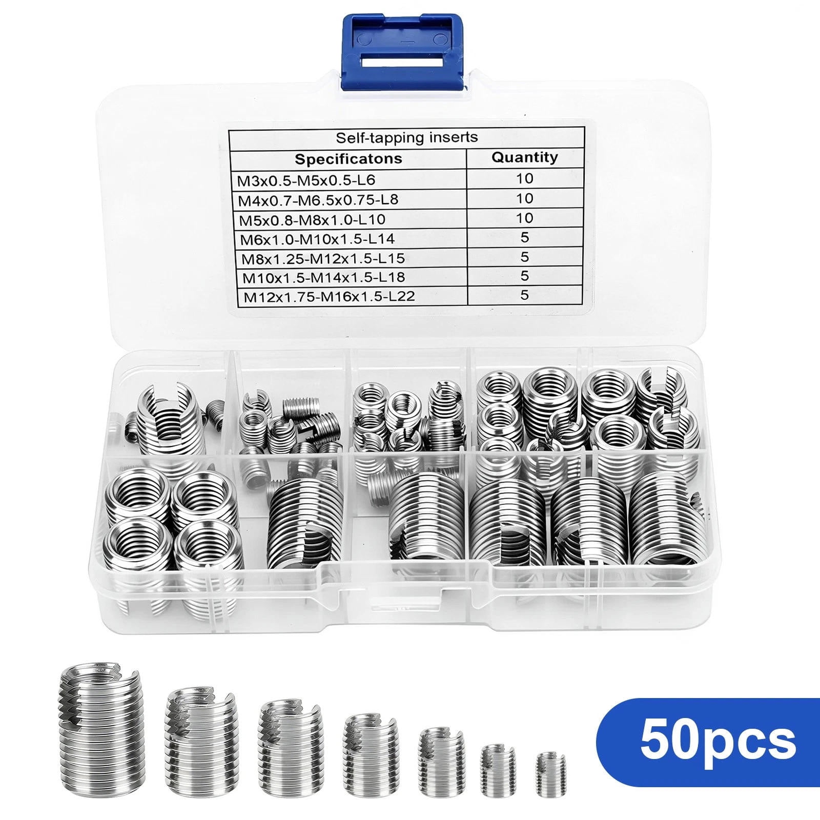 GUYUTING 50Pcs Thread Repair Inserts Self Tapping Structure Stainless Steel No Pre Tapping For Automotive And Industrial Use