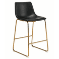thumbnail image 2 of Black PU Upholstered Counter Stool 26"H with Metal Gold Frame – Set of 2, Modern Bar Stool for Kitchen & Dining Room, 2 of 6