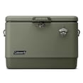 thumbnail image 1 of Coleman Reunion 54-Qt Ice Chest Stainless Steel Belted Matte Cooler, Sage, 1 of 7