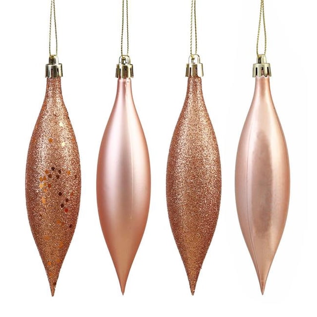 Vickerman N500158 Rose Gold 4 Finish Assorted Drop Ornament - 5.5 in. - 8 Per Box