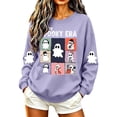 thumbnail image 4 of Spooky Season Sweatshirt Womens Ghost Graphic Pullover Crew Neck Long Sleeve Loose Fit Casual Fall Tops Ribbed Cuffs and Hem Cute Halloween Long Sleeve Sweatshirt, 4 of 7