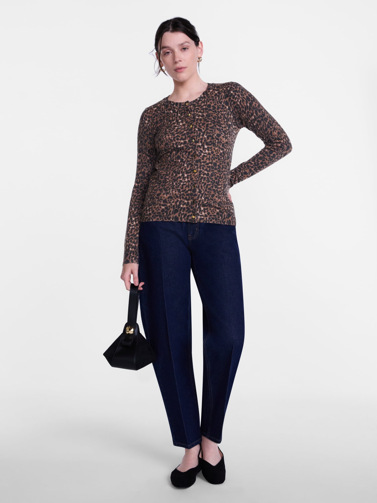 Scenario Women's Button Front Printed Cardigan Sweater, Lightweight, Sizes XS-XXXL