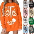 thumbnail image 2 of KHONTS Women's Skeleton Halloween Maternity Sweatshirts Crewneck Pullover Tops Pregnancy Announcement Tee Tops White XL, 2 of 5