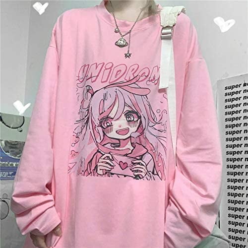 DanceeMangoo Anime Kawaii Clothes Shirts Cute Pink Pastel Japanese Tshirts  Tee Sweatshirts Baggy Harajuku Tops Girl Women Plus Size