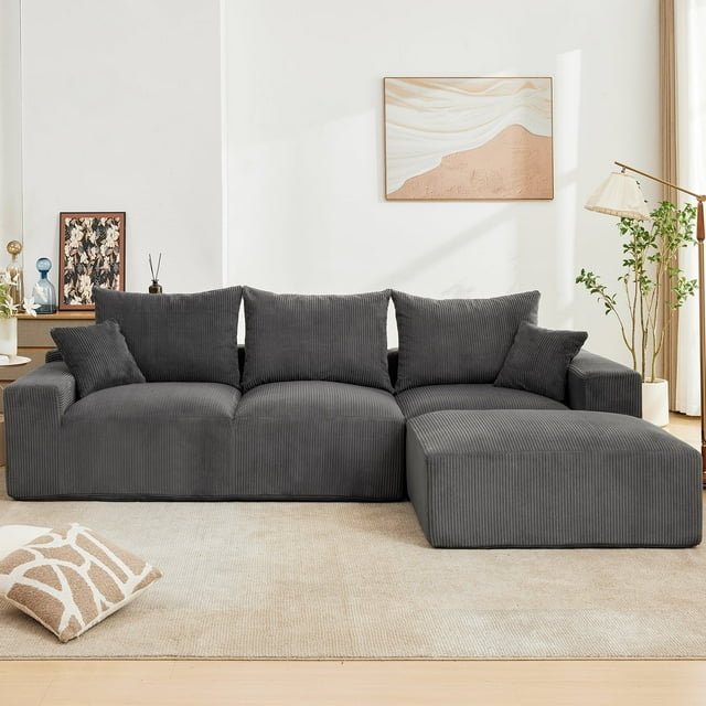 Canapé Sectionnel Modulaire de 110 Pouces, Canapé Nuage en L avec Ottomans