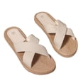 thumbnail image 5 of Women Woven Slipper Summer Stylish Casual Comfortable Lightweight Non-Slip Flat Sandals For Vacation (7, Beige), 5 of 9