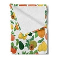 thumbnail image 2 of Vegan Soft Flannel Fleece Throw Blanket, Juicy Peach Apricot Quince with Fresh Persimmon Ripe Papaya and Avocado Pattern, Cozy Plush for Indoor and Outdoor Use, 60" x 80", Multicolor, by Ambesonne, 2 of 5