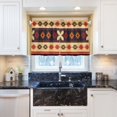 thumbnail image 4 of Haosy 2 Panels Rod Pocket Tier Curtains 27 x 24 Light Filtering Privacy Patchwork Semi Sheer for Kitchen Bathroom, Geometric Bohemia Africa, 4 of 9