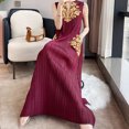 thumbnail image 2 of Vestido de fiesta plisado para mujer, elegante, de lujo, informal, largo, midi, vestidos de noche de lujo, estilo Koeran 2023, ropa femenina, vestido de una pieza, 2 of 5
