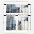 thumbnail image 2 of Blue Kitchen Curtains Grey White Window Curtains Valance and Tier Set, Contemporary Rod Pocket Short Tier Curtain, Abstract Art Small Cafe Curtains for Kitchen Decor 52" x 24", 2 of 6