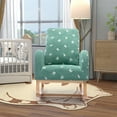 thumbnail image 2 of Rocking Chair for Nursery, Modern Upholstered Rocker Chair with High Back and Side Storage Pocket, Comfy Leisure Accent Armchair for Bedroom, Living Room and Balcony, Green, 2 of 7