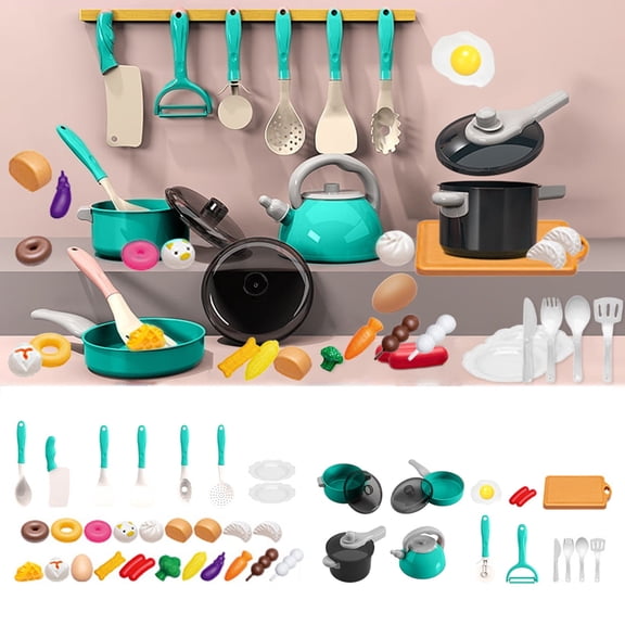 syligr 44Pcs Kids Play Kitchen Set, Pretend Play Cooking Toys for 3-6 Years Old, Role Play Kitchen Playset for Toddlers Boys Girls Age 3 , Preschool Educational Gift, Christmas Birthday Present