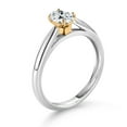 thumbnail image 3 of Gem Stone King 0.43 Ct Oval White Zirconia 10K White and Yellow Gold Solitaire Engagement Ring (Size 7), 3 of 4