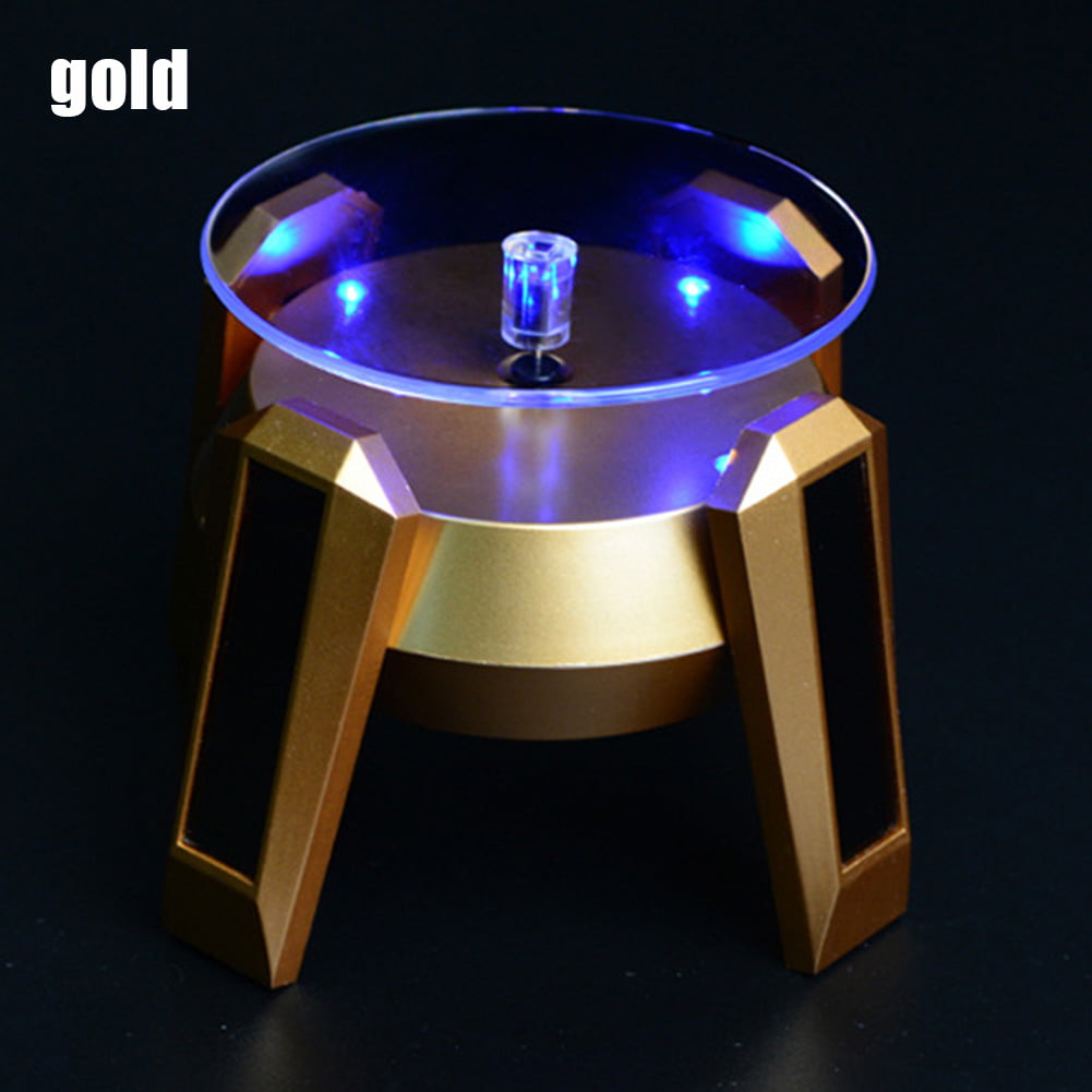 Premium Solar Powered Jewelry Display Turntables Rotary Stand & LED Light 