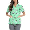 thumbnail image 2 of LHVUOA Scrub Tops Women Floral Print Scrub Tops Plus Size Stretch Nursing Tops Soft Nurse Uniform Overalls with Pockets, 2 of 5