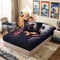 thumbnail image 4 of Manfei Grunge Samurai Twin Sheet Sets for Boys Men, Explosion Effect Bedding, Black Red Gray 3 Pieces, 1 Flat Sheet, 1 Fitted Sheet and 1 Pillowcase, 4 of 6